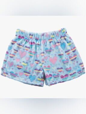 Iscream Girls Light Blue Heart Print Fleece PJ/Lounge Shorts